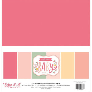 Scrapbooking  Welcome Baby Girl Double-Sided Solid Cardstock 12"X12" 6/Pkg , 6 Colors Paper 12"x12"