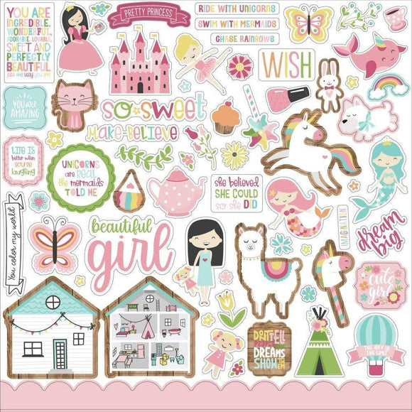 Scrapbooking  All Girl Cardstock Element Stickers 12