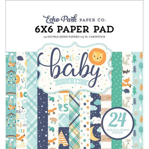 Scrapbooking  Echo Park Hello Baby Boy Double-Sided Paper Pad 6"X6" 24/Pkg Paper 12x12