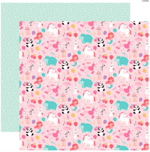 Scrapbooking  It's Your Birthday Girl Double-Sided Cardstock 12"X12" - Girl Party Animals Paper 12x12