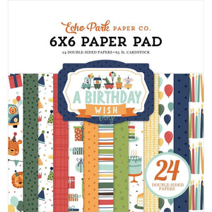 Scrapbooking  Echo Park Double-Sided Paper Pad 6"X6" 24/Pkg A Birthday Wish Boy Paper Pad