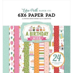 Scrapbooking  Echo Park Double-Sided Paper Pad 6"X6" 24/Pkg A Birthday Wish Girl Paper Pad