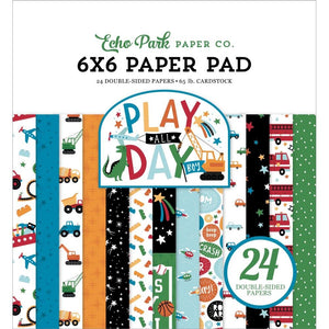 Scrapbooking  Echo Park Double-Sided Paper Pad 6"X6" 24/Pkg Play All Day Boy paper pad
