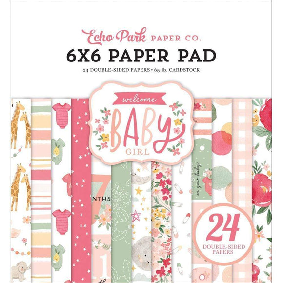 Scrapbooking  Welcome Baby Girl Double-Sided Paper Pad 6