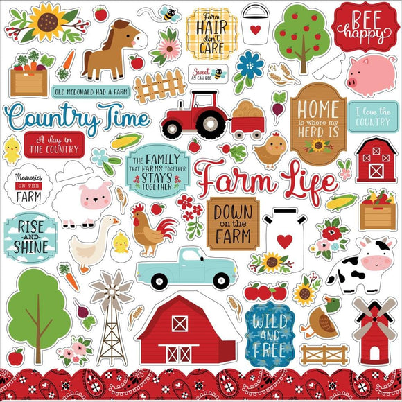 Scrapbooking  Echo Park Fun On The Farm Cardstock Stickers 12