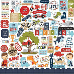 Scrapbooking  All Boy Cardstock Stickers 12"X12" Elements stickers