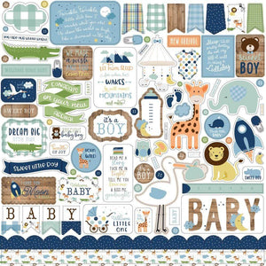 Scrapbooking  Baby Boy Cardstock Stickers 12"X12" Elements stickers