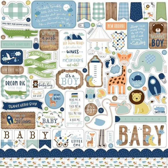Scrapbooking  Baby Boy Cardstock Stickers 12