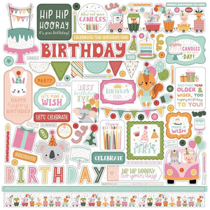 Scrapbooking  Echo Park A Birthday Wish Girl Cardstock Stickers 12"X12" Elements stickers
