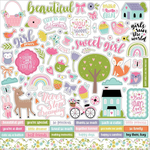 Scrapbooking  Echo Park All About A Girl Cardstock Stickers 12