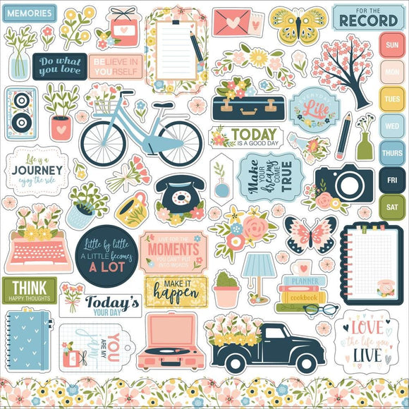 Scrapbooking  Echo Park Day In The Life No. 2 Cardstock Stickers 12