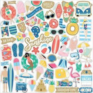 Scrapbooking  Echo Park Dive into Summer Cardstock Stickers 12"X12" Elements stickers