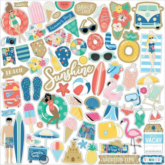 Scrapbooking  Echo Park Dive into Summer Cardstock Stickers 12