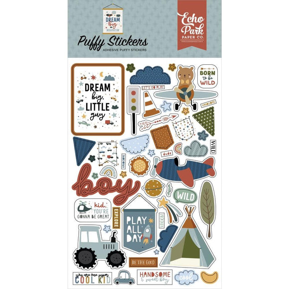 Scrapbooking  Echo Park Dream Big Little Boy Puffy Stickers stickers