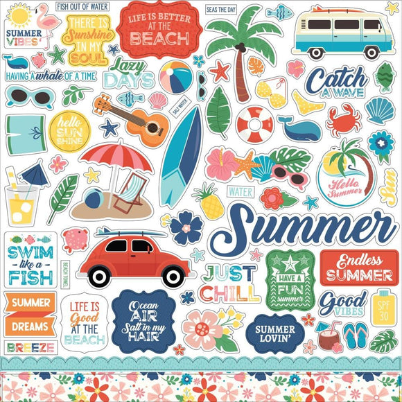 Scrapbooking  Echo Park Endless Summer Cardstock Stickers 12