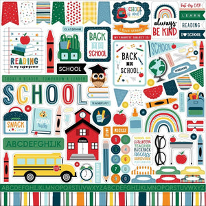 Scrapbooking  Echo Park First Day Of School Cardstock Stickers 12"X12" Elements stickers