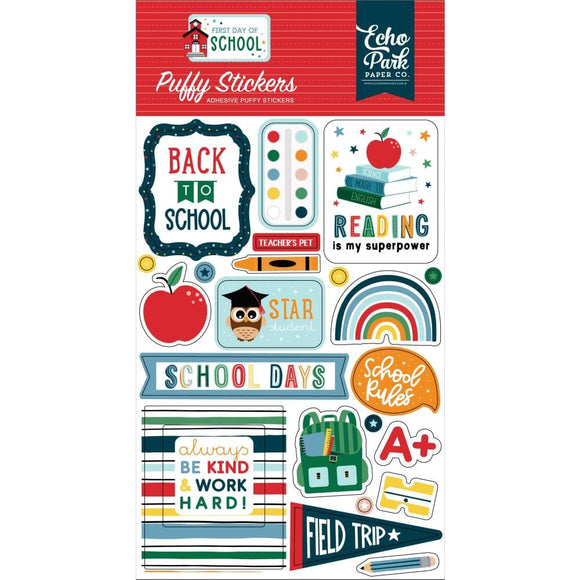 Scrapbooking  Echo Park First Day Of School Puffy Stickers stickers
