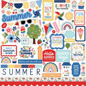 Scrapbooking  Echo Park My Favorite Summer Cardstock Stickers 12"X12" Elements stickers