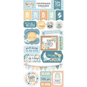 Scrapbooking  Echo Park Our Baby Boy Chipboard 6"X13" Phrases stickers