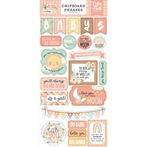 Scrapbooking  Echo Park Our Baby Girl Chipboard 6"X13" Phrases stickers