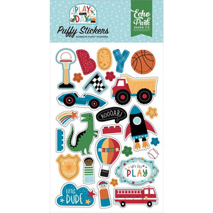 Scrapbooking  Echo Park Play All Day Boy Puffy Stickers stickers