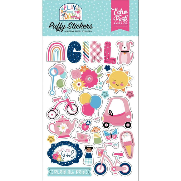 Scrapbooking  Echo Park Play All Day Girl Puffy Stickers stickers
