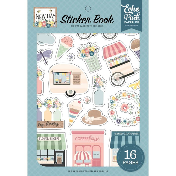 Scrapbooking  Echo Park Sticker Book New Day 16 page stickers