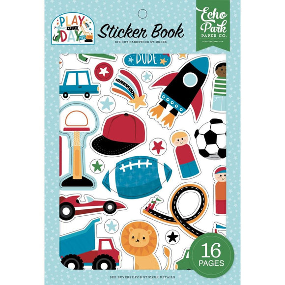 Scrapbooking  Echo Park Sticker Book Play All Day Boy 16 pages stickers