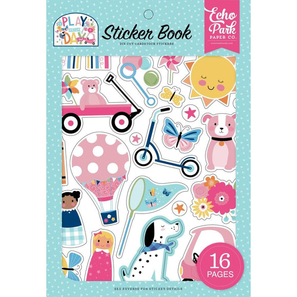 Scrapbooking  Echo Park Sticker Book Play All Day Girl 16 pages stickers