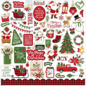 Scrapbooking  Echo Park The Magic Of Christmas Cardstock Stickers 12"X12" Elements stickers