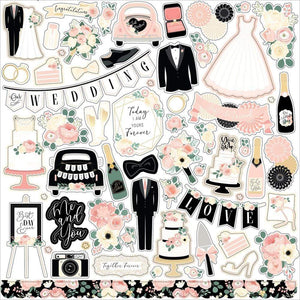 Scrapbooking  Echo Park Wedding Cardstock Stickers 12"X12" Elements stickers