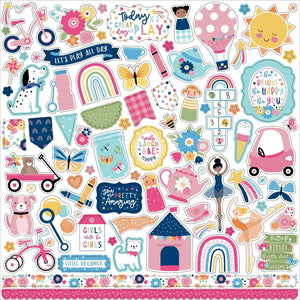 Scrapbooking  Echo Play All Day Girl Cardstock Stickers 12"X12" Elements stickers