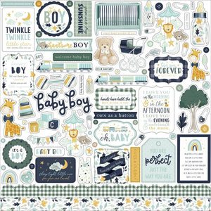 Scrapbooking  It's A Boy Cardstock Stickers 12"X12" Elements stickers