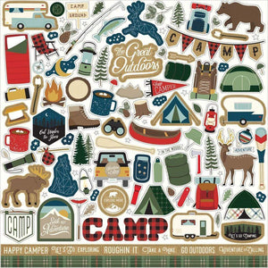 Scrapbooking  Let's Go Camping Cardstock Stickers 12"X12" Elements stickers