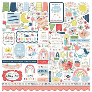 Scrapbooking  Little Dreamer Girl Cardstock Stickers 12"X12" Elements stickers