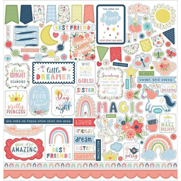 Scrapbooking  Little Dreamer Girl Cardstock Stickers 12