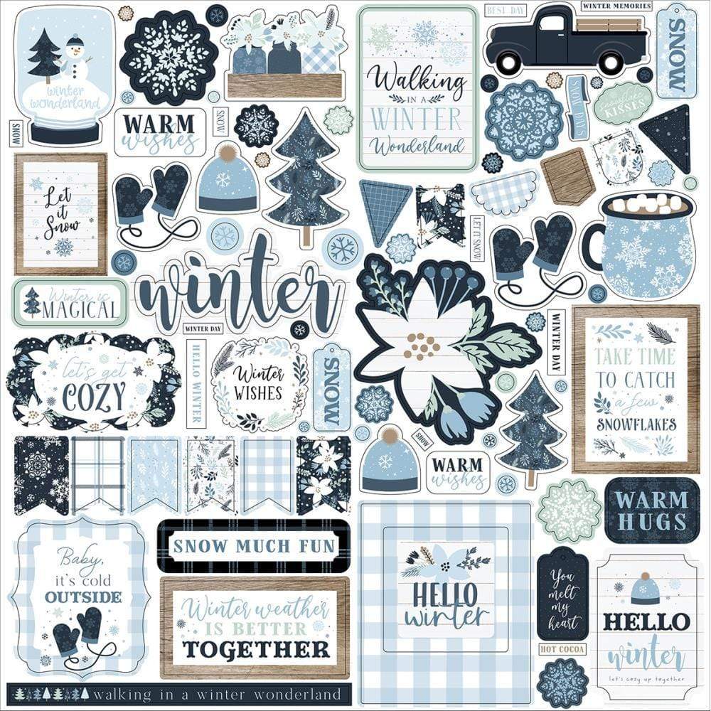Winter Cardstock Stickers 12"X12" Elements