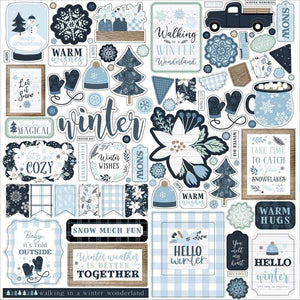 Scrapbooking  Winter Cardstock Stickers 12"X12" Elements stickers