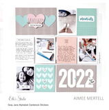 Scrapbooking  Elles Studio - Gray Jane Alphabet Cardstock Stickers Alphas