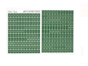 Scrapbooking  Elles Studio Jane Tile Alphabet Cardstock Stickers - Dark Green Alphas