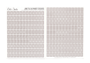 Scrapbooking  Elles Studio -Jane Tile Alphabet Cardstock Stickers - Gray Alphas