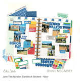 Scrapbooking  Elles Studio Jane Tile Alphabet Cardstock Stickers - Navy Alphas
