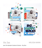 Scrapbooking  Elles Studio Jane Tile Alphabet Cardstock Stickers - Sky Blue Alphas