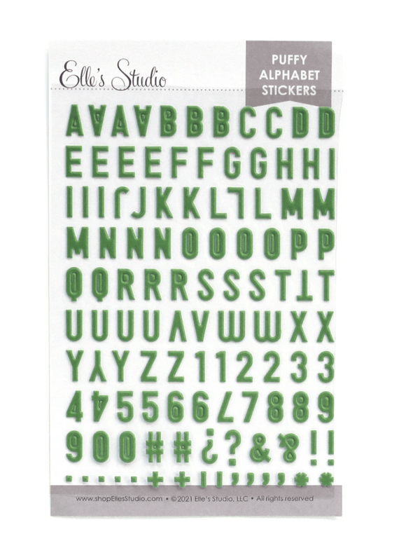 Scrapbooking  Elles Studio - Moss Green Puffy Alphabet Stickers Alphas