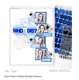 Scrapbooking  Elles Studio Navy Parker Acetate Alphabet Stickers Alphas