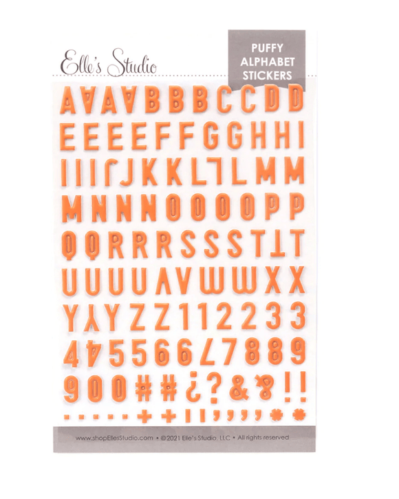 Scrapbooking  Elles Studio Puffy Orange Alphabet Stickers Alphas