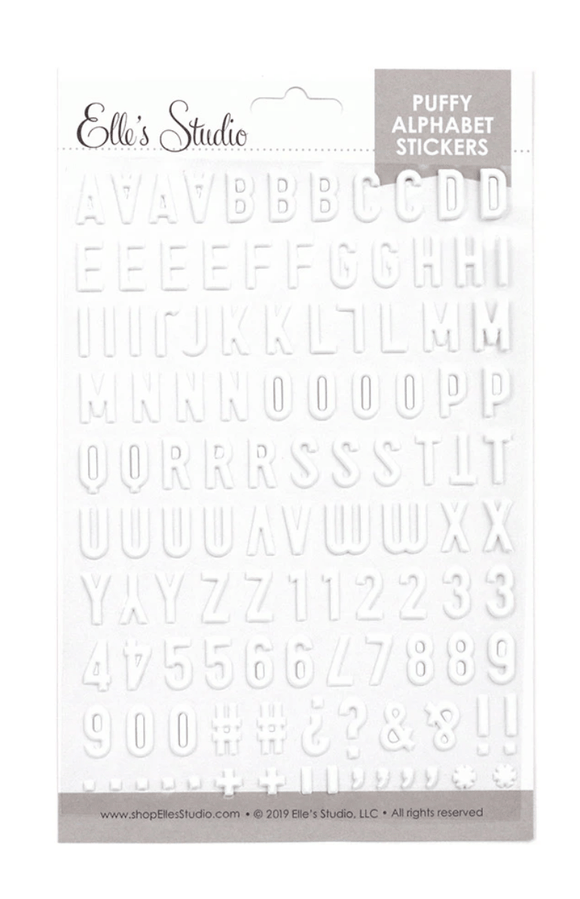 Scrapbooking  Elles Studio White Puffy Alphabet Stickers Alphas