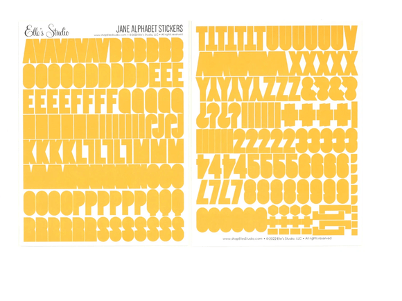 Scrapbooking  Elles Studio Yellow Jane Alphabet Cardstock Stickers Alphas