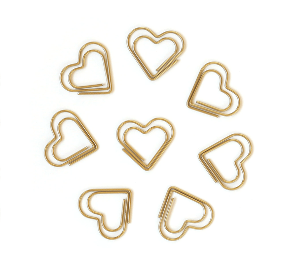 Scrapbooking  Elles Studio - Gold Heart Paper Clips Embellishments