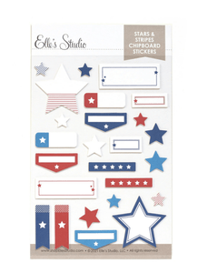 Scrapbooking  Elles Studio Stars and Stripes Chipboard Stickers Embellishments
